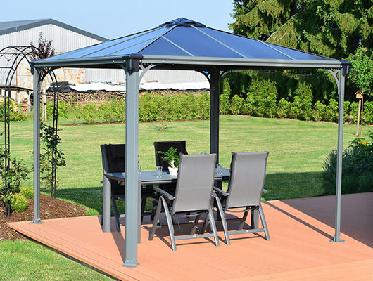 3m Sq Aluminium Gazebo with Dining Display