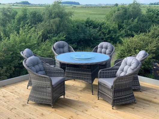 Aluminium Rattan Table and 6 Chairs